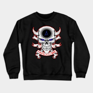 Podcast Logo Red Eye 2 sided Stay Evil! Horror Font Crewneck Sweatshirt